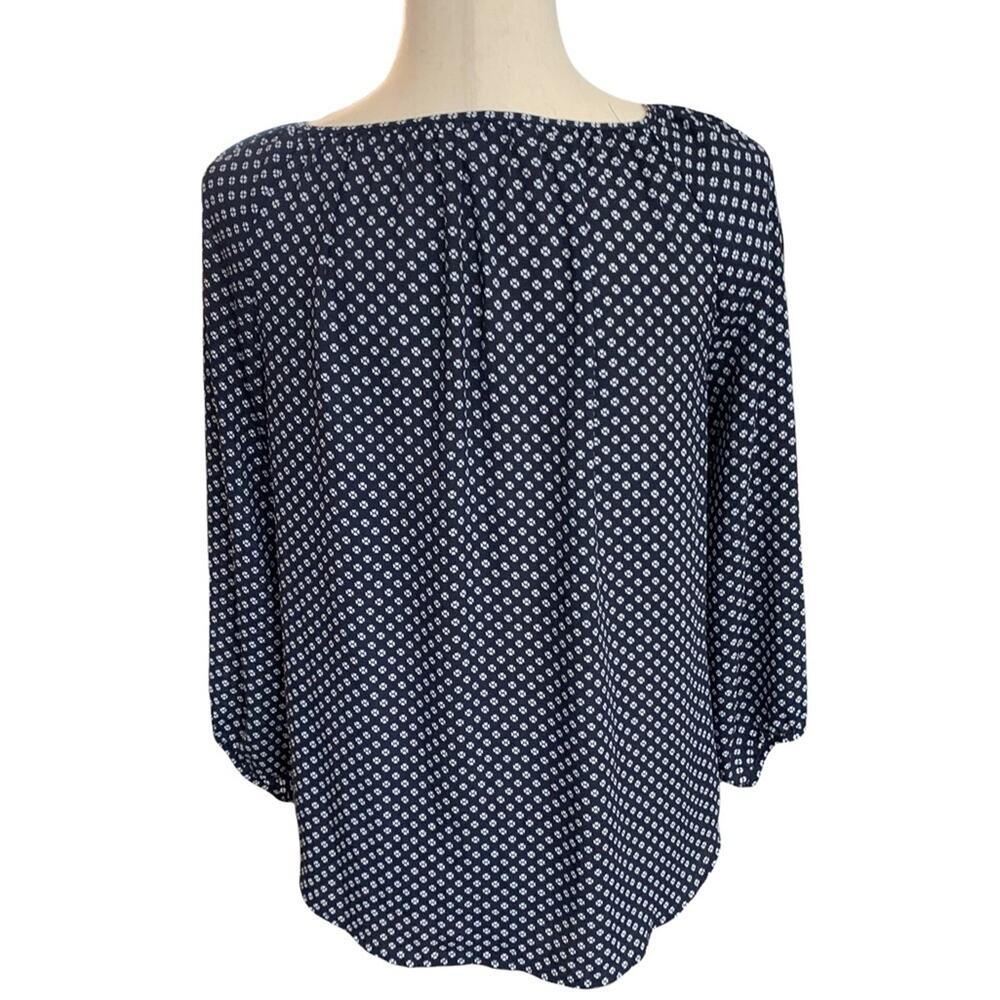 LOFT blouse top. Shirt. Blue white print‎ size Small - Picture 3 of 5